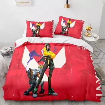 Fashion 3d Print Game Valorant Bedding Set Boys Girls Twin Queen Size Duvet Cover Pillowcase Bed Kids Adult Fashion Home Textile EU Twin 135x200cm