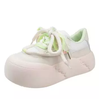 Fashion 5CM Ladies Shoes New Fashion Kawaii Round Toe Lace Up Women s Vulcanized Shoes Spring Flat Outdoor Breathable Women Sneakers 35 синий