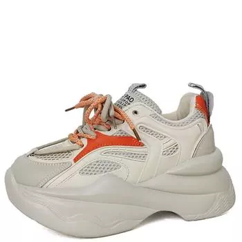 fashion 7cm New Black Dad Chunky Sneakers Casual Vulcanized Shoes Woman High Platform Sneakers Lace Up White Sneakers Women 2024 35 серый