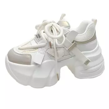 Fashion 8CM Fashion Spring Sneakers Women High Platform Shoes Casual Thick Sports Ladies Trainers Zapatillas Mujer Chunky Sneakers Woman 34 чёрный