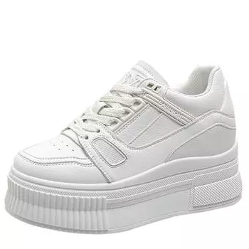 fashion 8CM Sneakers Women Chunky Shoes Designer Casual Ladies Shoes Breathable Leather Platform Sneakers Woman Zapatillas Mujer 35 чёрный