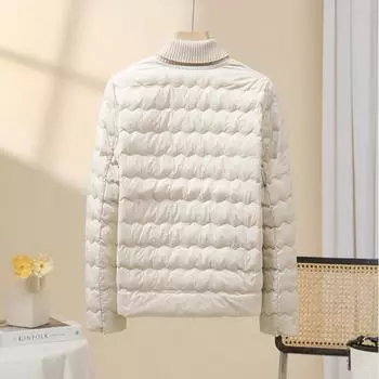 FASHION 90 белый утиный пух легкий и тонкий пух женский короткий тонкий 2024 новая корейская версия тонкий белый утиный пух подкладка зимняя одежда S