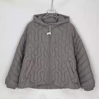 FASHION 90 Белый утиный пух легкий женский легкий пуховик с капюшоном 2024 зимняя свободная и облегающая одежда M чёрный