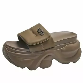 Fashion 9CM Fashion Platform High Slippers Women Open Toe Wedges Sandals Summer Soft Slipper Indoor Outdoor Leisure Beach Shoes Black 34 чёрный