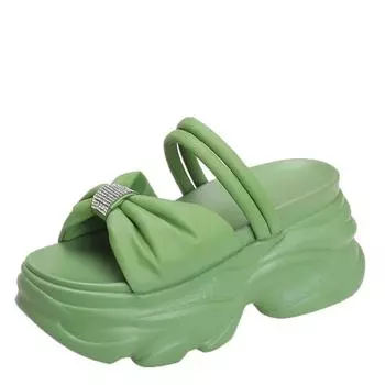 Fashion 9cm Heel Slippers Wedge Heels Women Sandals Platform Wedges Shoes Ladies Summer Sandals Beach Sandals High Platform Slippers 34 абрикосовый