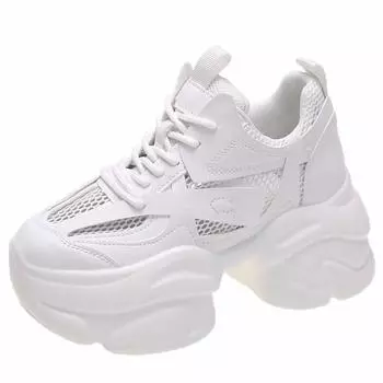 fashion 9cm Hidden Heel White Shoes Trendy Women s Shoes New Breathable Thick Bottom Versatile Casual Shoe Comfortable Women s Sneakers 34 белый