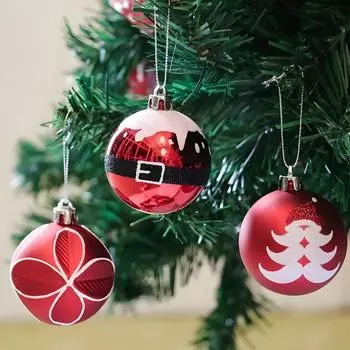 Fashion 9Pcs 6cm Red Green Christmas Tree Ball Hang Ornament Merry Decoration For Home Xmas Gifts Cristmas Pendant Decor