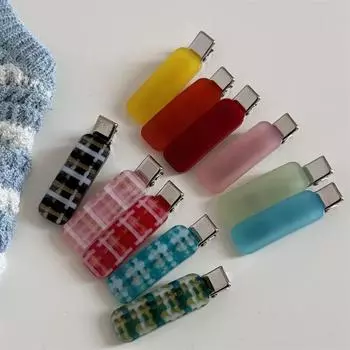 Fashion Acetate Checkered Hair Side Clips Broken Hair Bangs Clips Women Girls Sweet Cute Side Clips Elegant Duckbill Clip