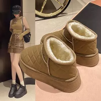 Fashion AJGS Winter New Women s Plush Warm Ankle Boots Fashion Flat Snow Boot Comfort Non-slip Platform Lady Shoes Solid Versatile Shoe 36 верблюд