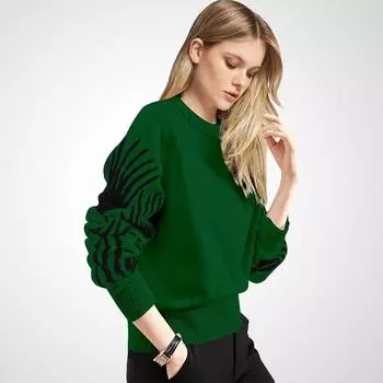 Fashion All-Match Design Fancy Green Sweater Female Casual 2025 New Outdoor Fashionable Sweater Tops Fashion Green S