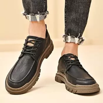 Fashion All-match Leather Men Formal Business Leather Shoes High Quality Male Casual Shoes Lace Up Shoes Oxfords Mens Casual Shoes Flats 38 хаки