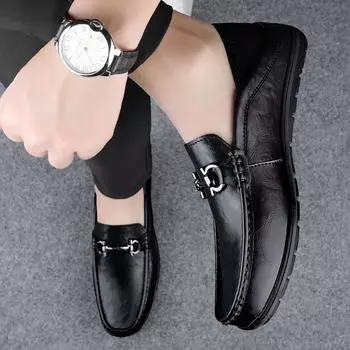 Fashion All-match Men Casual Shoes Handmade Mens Slip on Footwear Leather Fashion Business Shoes Men 2024 Luxury Brand Mens Loafers 38 темно-коричневого