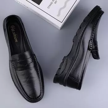 Fashion All-match New Men Dress Shoes Male High Quality Loafers Genuine Leather Mens Slip on Shoes Male Comfortable Casual Outdoor Shoe 38