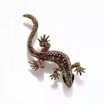 Fashion Alloy Inlaid Rhinestone Gecko Brooch Retro Colored Animal Brooch for Women Jewelry Accessories Gifts PD532 ARI