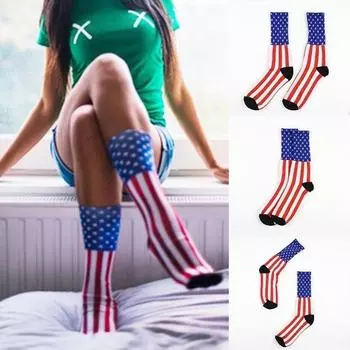 Fashion American Flag Mens Cotton Stars&Stripes USA Socks Old Glory Casual Crew