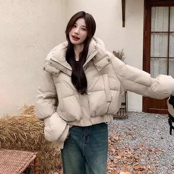 Fashion and leisure 2024 winter new white duck down loose hooded women thickened down jacket tide S recommends within 60 kg