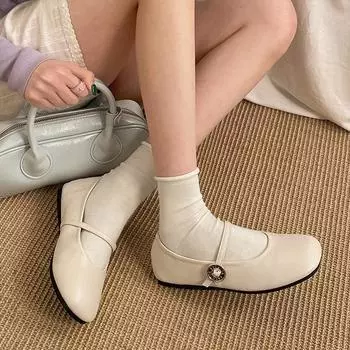 Fashion and lightweight red French light mouth flat-soled single shoes women s 2025 new spring and autumn retro soft-soled Mary Jane shoes 35 чёрный