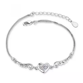 Модный браслет Angel Lovers с серебряным покрытием, женский браслет, женские украшения для рук в корейском стиле, браслет в форме сердца