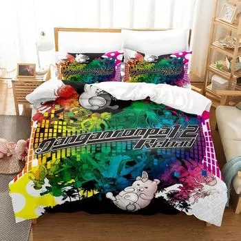 Fashion Anime Danganronpa Bedding Set Duvet Cover Comforter Bed Set Quilt Cover Pillowcase King Queen Twin Size Boys Girls Adult EU single(135x200cm)