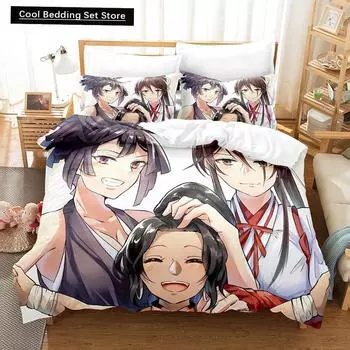 Fashion Anime Hell s Paradise: Jigokuraku Bedding Set Cartoon three-piece set Adult Kid Bedroom Duvet cover Sets Home Textiles EU single(135x200cm)