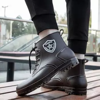 Fashion Ankle Man Shoes Low Non-slip Chef Kitchen Rain Boots for Men Short Cooking Work Gum Mud On Offer Original 2024 Wear-resistant 40