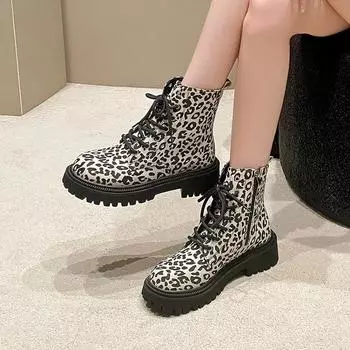 Fashion Ankle Square Heel Modern Boots Spring/autumn Lace-up Women s Shoes on Sale 2024 Fashion Round Toe Mid Heel Women s Boots 35 бежевый