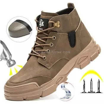 Fashion Anti-spark Men s Safety Shoes Steel Toe High Top Men Work Safety Boots For Man Industrial Work Shoes Micro Leather Winter Boots 38