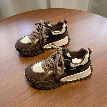 fashion Autumn 2024 New Breathable Mesh Women s Sports Shoes Lace-up Casual Large Size Outdoor Sneakers for Women Zapatillas De Mujer 35 бежевый