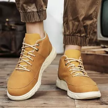 Fashion Autumn and winter casual men s shoes Fashionable and versatile styles Outdoor motorcycle Daily casual business office shoes 39 коричневый