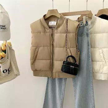 FASHION autumn and winter cotton clothes vest women s right-angle velvet vest fashion cotton clothes loose Korean version clothes Clothes M чёрный