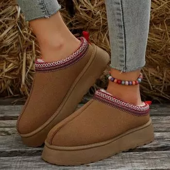 fashion Autumn and Winter Fashion New Solid Color Round Toe Warm Plus Velvet Casual Comfortable Thick Bottom Women s Short Boots 36 светло-коричневого