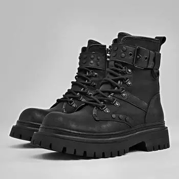 Fashion Autumn and Winter Fashion Work Wear Shoes Men Outdoor Sport Boots Walking Footwear Mountaineering Anti-slip Wearable Ankle Boots 36 чёрный