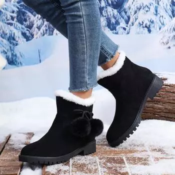 Fashion Autumn and Winter Fashionable and Sweet Women s Velvet Warm Colorful Bow Square Heel Casual Comfortable and Cute Boots 36 хаки