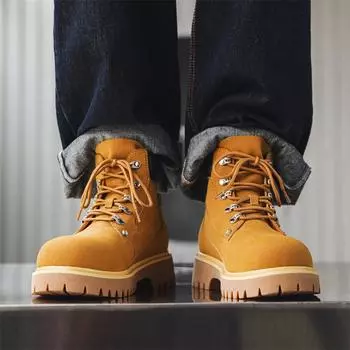 Fashion Autumn and winter high top mountaineering men s boots Fashion designer style Leisure daily office outdoor walking quality shoes 39 коричневый