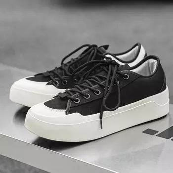 Fashion Autumn Black Canvas Sneakers Men Fashion Casual Platform Men s Skateboard Shoes Outdoor Breathable Non-slip Vulcanized Shoes Man 35