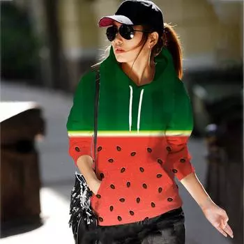 Fashion Autumn Fruit Watermelon 3D Print Hoodies Men Women Casual Sweatshirts Oversized Hoodie Pullovers Tracksuit Clothing S