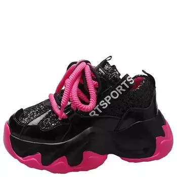 Модные осенние блестящие кроссовки на толстой подошве со шнуровкой, толстые, на платформе, высота 7 см, женская модная обувь без застежек, повседневная женская обувь 34 бежевый