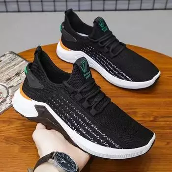 fashion Autumn Man Sneakers Outdoor Breathable Running Shoe Anti Slip Thick Sole Fashion Casual Mesh Shoe Comfortable Sneakers for Men 39 чёрный