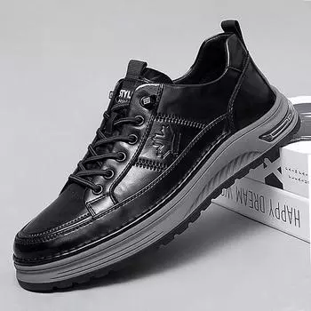 Fashion Autumn Men s Black Business Leather Shoes Man Loafers Comfortable Summer Sneakers Brand Moccasin Breathable Casual Shoes 38 чёрный