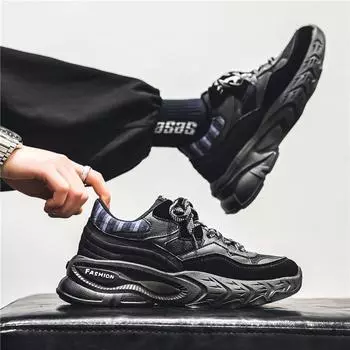 Fashion Autumn Men s Shoes Comfortable Trend Sneakers for Men Thick Bottom Walking Footwear Men Chunky Sneakers Chaussures All Black 39 белый