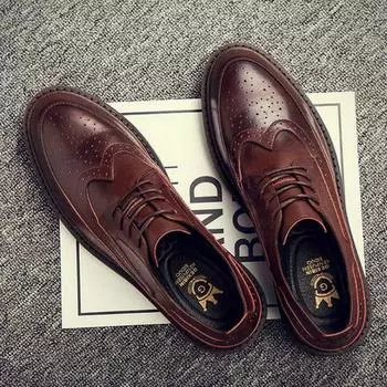 Fashion Autumn New Bullock Men Classic Business Formal Shoes Men Oxford Shoes Men Dress Shoes 2024 tyu67 6 коричневый