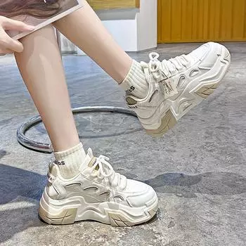 Fashion Autumn New Hot Style All-match Heightening Lightweight Sports Shoes Low-top Lace-up Comfortable Sneakers Platform Shoes 35-40 35