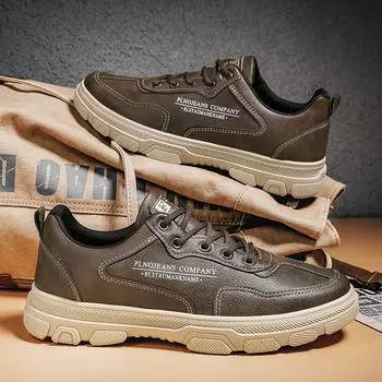 Fashion Autumn Winter Classic Brown Men s Casual Shoes Comfortable Low Casual Leather Shoes Men Lace-up Work Shoes Zapatos Para Hombres 39