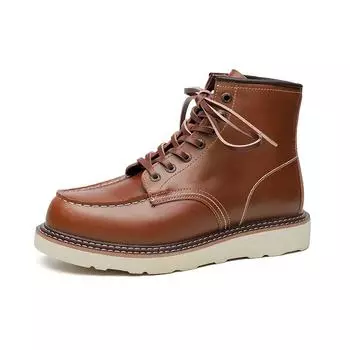 Fashion Autumn Winter Cow Leather Shoes for Men Brown Business Casual Platform Boots Male Fashion New Designer Work Botas Hombre 38 коричневый