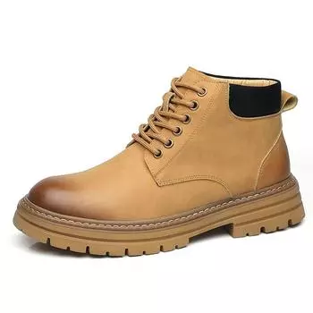 Fashion Autumn Winter New Designer Leather Boots for Men Fashion Casual British Platform Shoes Male Solid Color Luxury Work Boots Men 38