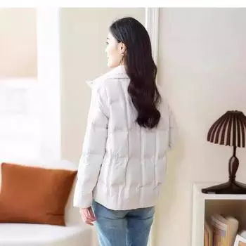 FASHION autumn winter new down jacket women s short light thin st-up collar Korean version slim white duck down pressed jacket M светло-зеленый