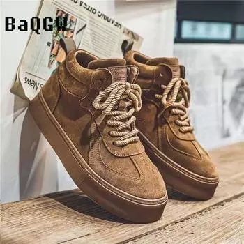 Fashion Autumn Winter Platform Canvas Sneakers Men Trendy Casual Canvas Shoes Mens High Top Sneakers Hip Hop Vulcanize Skateboard Shoes 39