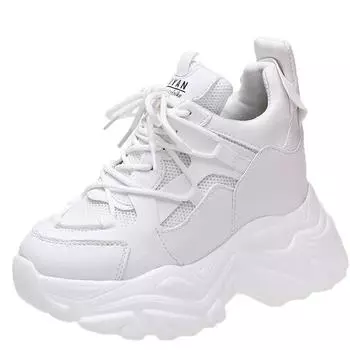 Модная осенняя женская повседневная спортивная обувь на высокой платформе, удобные женские кроссовки на толстой подошве, дышащая обувь для активного отдыха 9 см 34 жёлтый