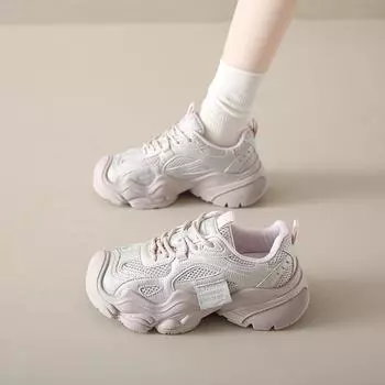модные осенние женские кроссовки новые дышащие сетчатые туфли на платформе со шнуровкой для женщин на плоской подошве модные теннисные туфли для женщин повседневная обувь 35