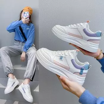 Fashion Autumn Women Sneakers White Tennis Casual Shoes Skateboard Fashion Platform Flats Lace Up Female Vulcanized Shoes Tenis De Mujer 35
